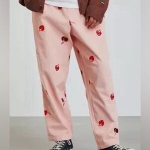 Urban outfitters Pink Cherry embroidered corduroy wide leg Pants